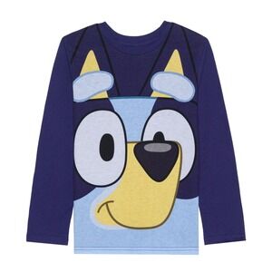 Bluey‎ Long Sleeve Graphic T Shirt Navy Blue Kids Medium Cartoon Dog NWT